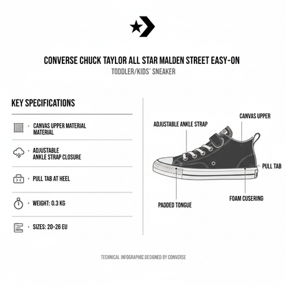 Converse Chuck Taylor All Star Malden Street Easy-On A15842C Nero Grigio Sneakers Bimbo