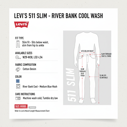 Levi's Jeans 511 Slim 045116321 River Bank Cool Uomo