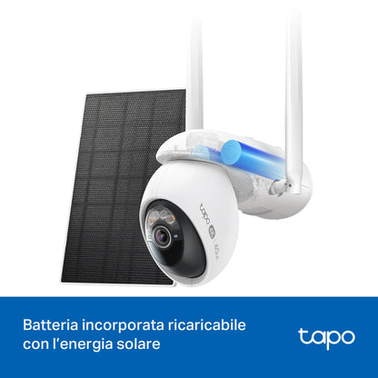 Tapo C665G KIT Telecamera 4G LTE Esterno 4K 8MP con Pannello Solare, 360° PTZ