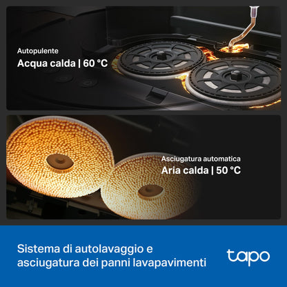 Tapo RV50 Pro Omni Robot Aspirapolvere Lavapavimenti 15000Pa con Base All-in-One