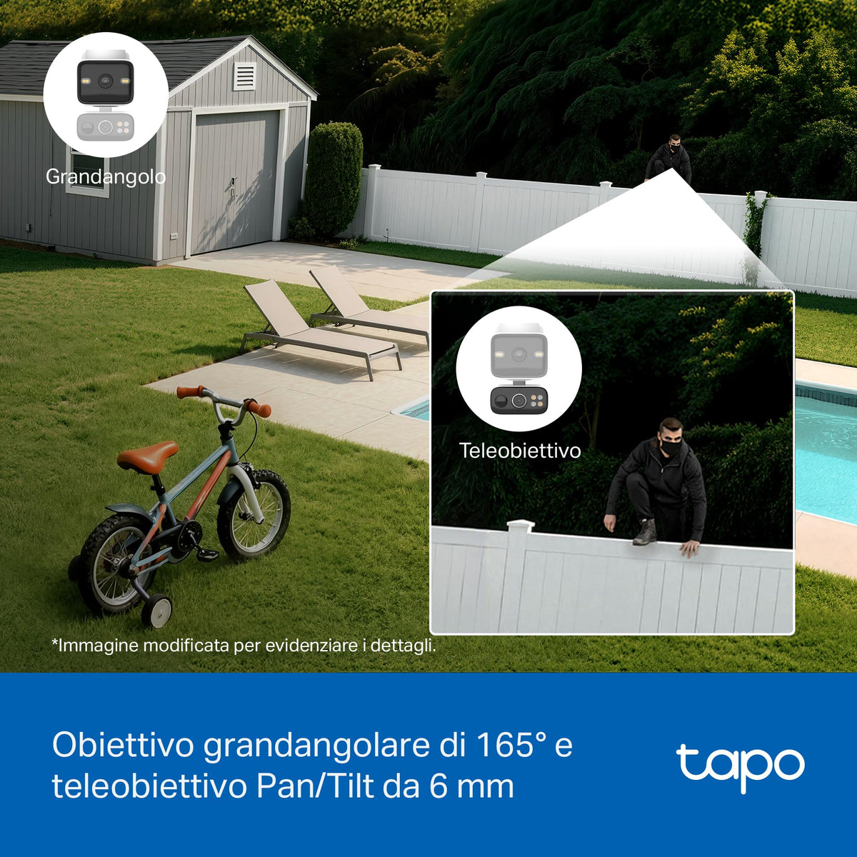 Tapo C645D KIT Telecamera WiFi Esterno 2K Doppio Obiettivo Solare, 360° PTZ