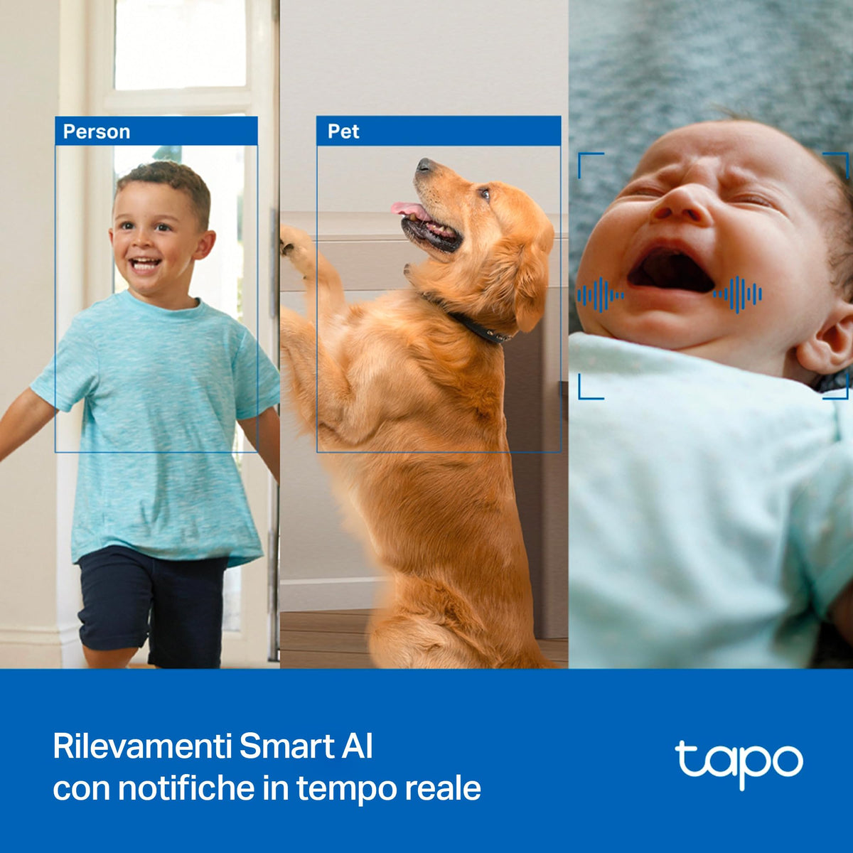 Tapo C250 Telecamera WiFi Interno 4K 8MP, 360° PTZ, Rilevamento AI
