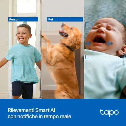 Tapo C250 Telecamera WiFi Interno 4K 8MP, 360° PTZ, Rilevamento AI