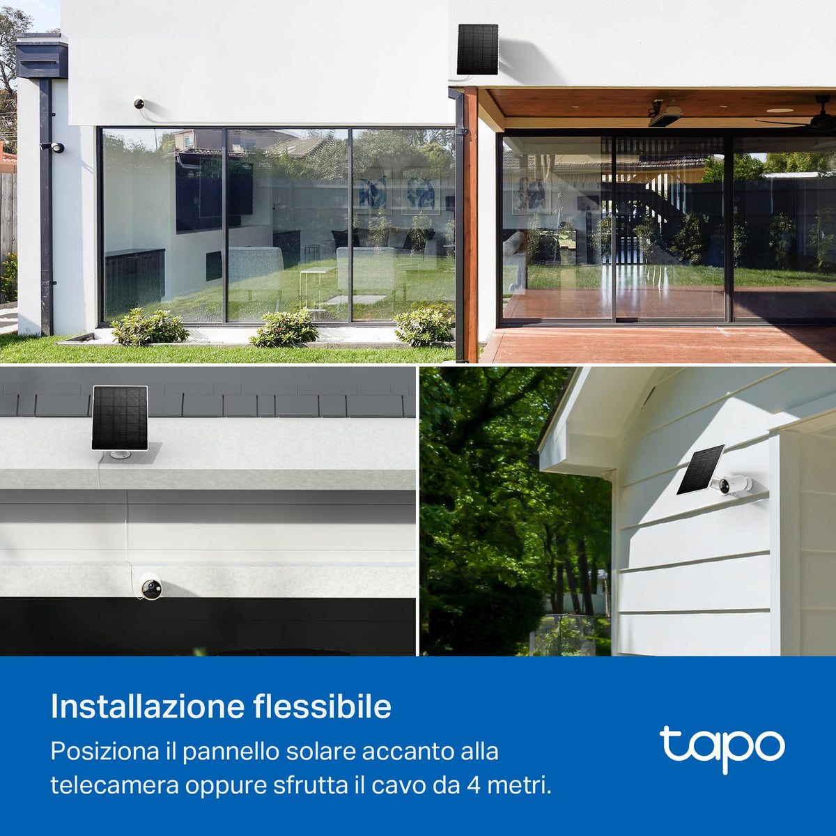 Tapo A202 Pannello Solare 4.5W per Telecamere a Batteria, IP65, Cavo 4m, Regolabile 360°