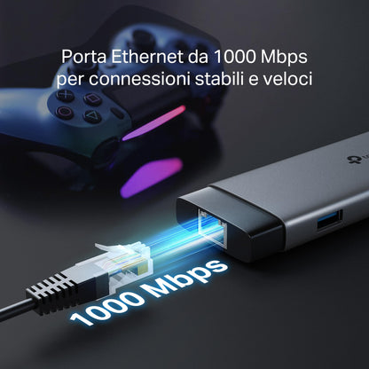 UH9120C Hub USB C 9 in 1, HDMI 4K@60Hz, Gigabit Ethernet, SD & microSD UHS-I
