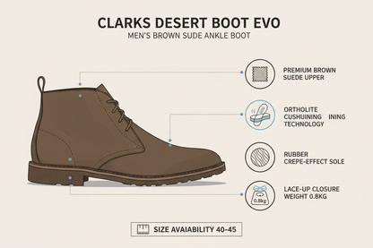 Clarks Desert Boot Evo Uomo Marrone - Stivaletto Polacchino Camoscio