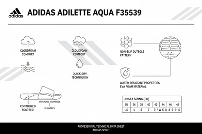 Adidas Ciabatta Piscina Mare Adilette Aqua F35539 Bianco Nero