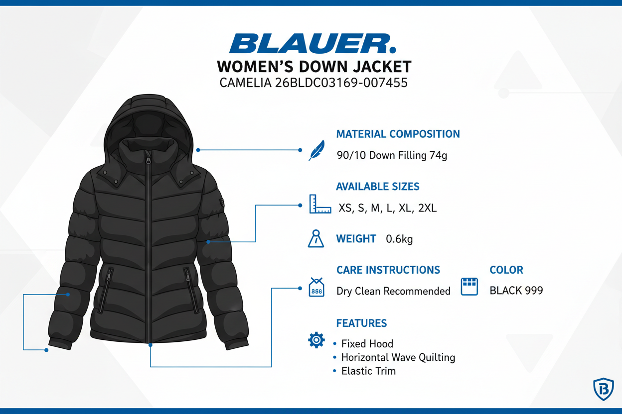 Blauer donna piumino con cappuccio Camelia 26SBLDC03169-007455 999 Nero