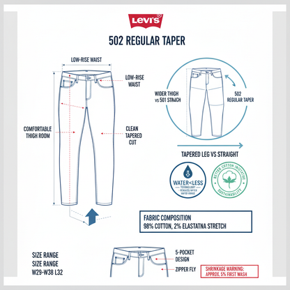 Levi's Jeans 502 Regular Taper 295070031 Nightshine Nero Uomo