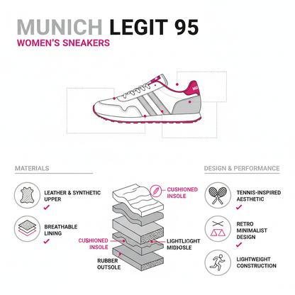 Munich Sneaker Legit 95 8908095 Bianco Argento Fucsia Donna