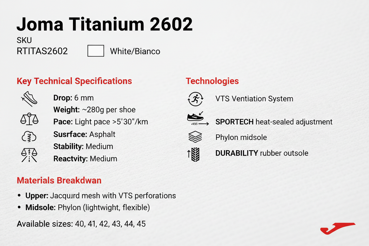 Joma Titanium 2602 RTITAS2602 Scarpe Running Uomo Bianco