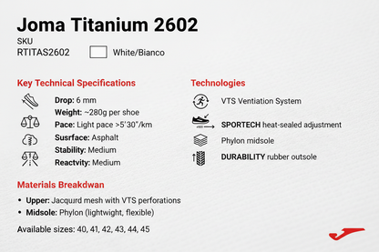 Joma Titanium 2602 RTITAS2602 Scarpe Running Uomo Bianco