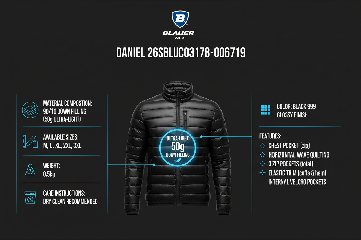 Blauer uomo piumino leggero uomo Daniel 26SBLUC03178-006719 999 nero