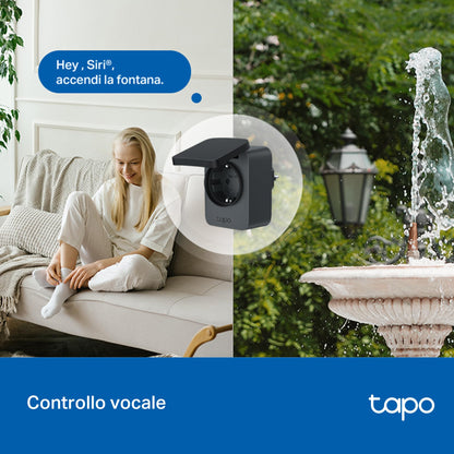 Tapo P410M Presa Smart Esterna Wi-Fi IP54, 16A, Anti-Sovraccarico, Monitoraggio Energia, Controllo Vocale con Alexa, Certificato Matter