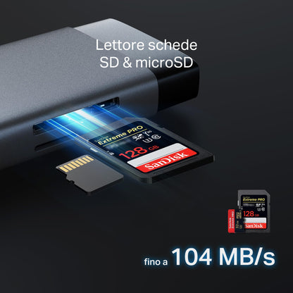 UH9120C Hub USB C 9 in 1, HDMI 4K@60Hz, Gigabit Ethernet, SD & microSD UHS-I