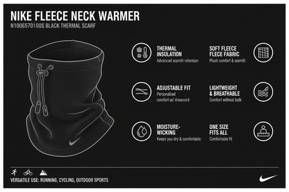 Nike Fascia scaldacollo termico in pile Fleece Neck Warmer N1000657010OS nero