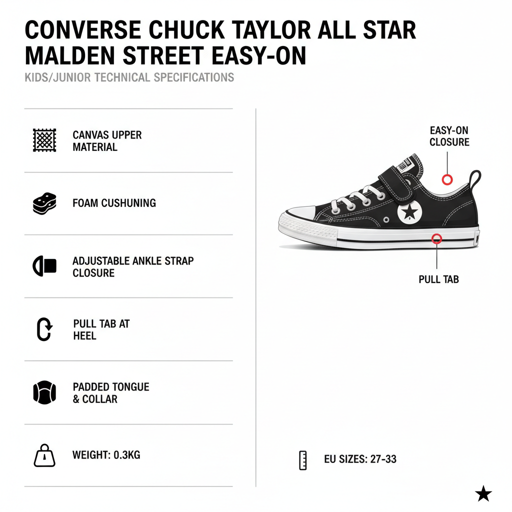 Converse Chuck Taylor All Star Malden Street Easy-On A15841C Nero Grigio Sneakers Junior