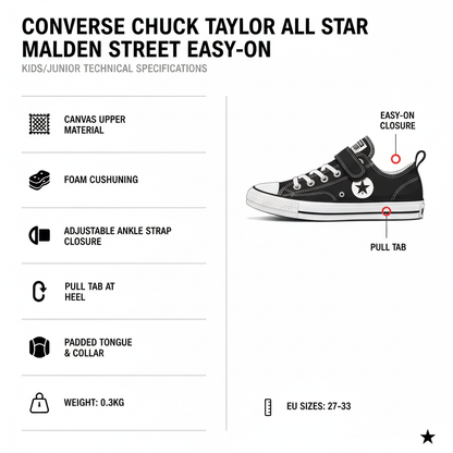Converse Chuck Taylor All Star Malden Street Easy-On A15841C Nero Grigio Sneakers Junior