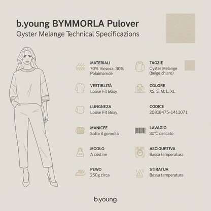 b.young BYMMORLA Women's Pullover 20818475 1411071 Oyster Melange
