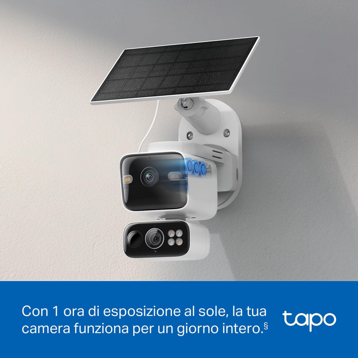 Tapo C645D KIT Telecamera WiFi Esterno 2K Doppio Obiettivo Solare, 360° PTZ