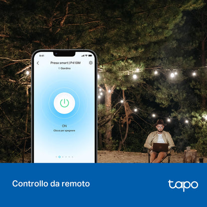 Tapo P410M Presa Smart Esterna Wi-Fi IP54, 16A, Anti-Sovraccarico, Monitoraggio Energia, Controllo Vocale con Alexa, Certificato Matter