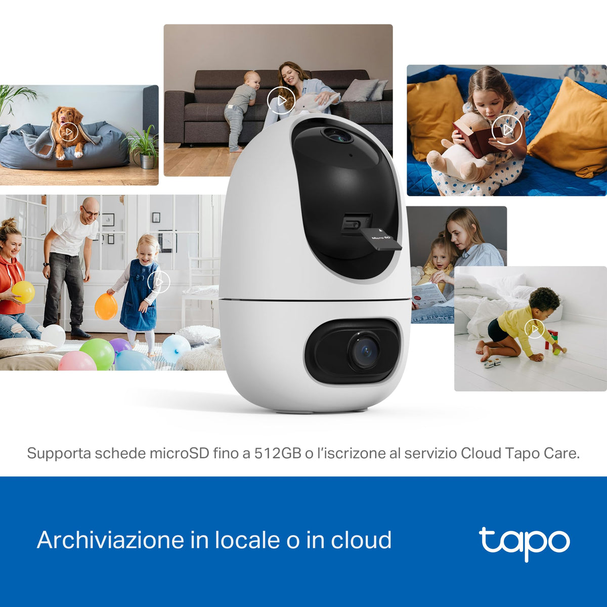 Tapo C245D Telecamera WiFi Interno Doppio Obiettivo 2K+2K, 360° PTZ