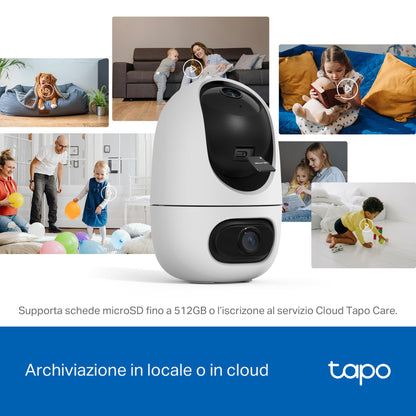 Tapo C245D Telecamera WiFi Interno Doppio Obiettivo 2K+2K, 360° PTZ