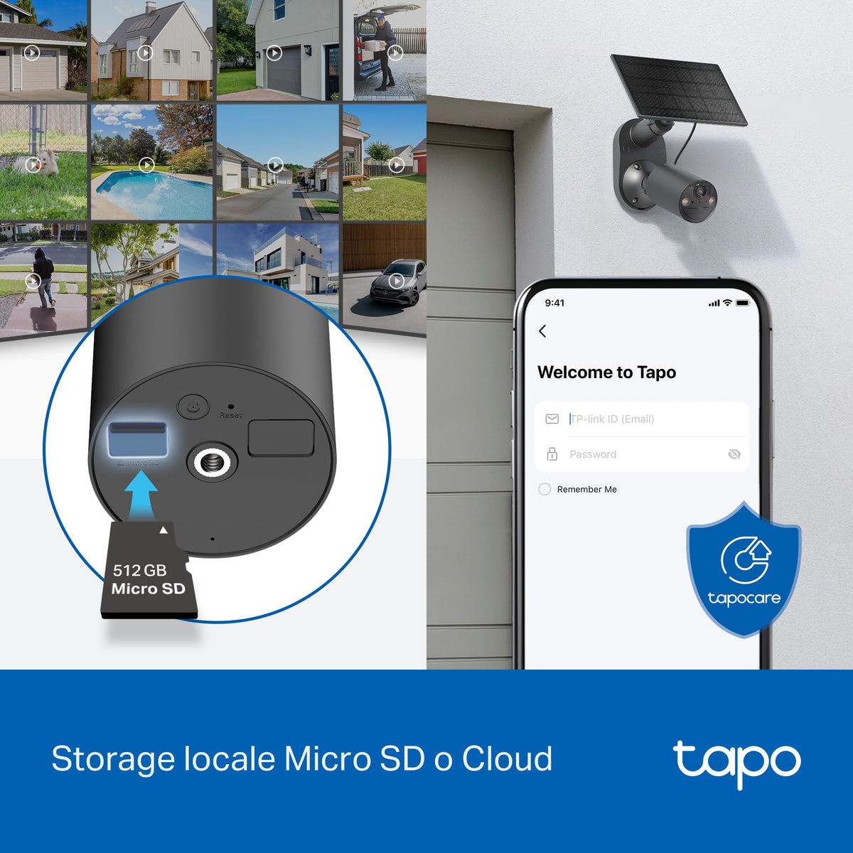 Tapo C411 KIT Telecamera WiFi Esterno 2K 3MP Batteria con Pannello Solare