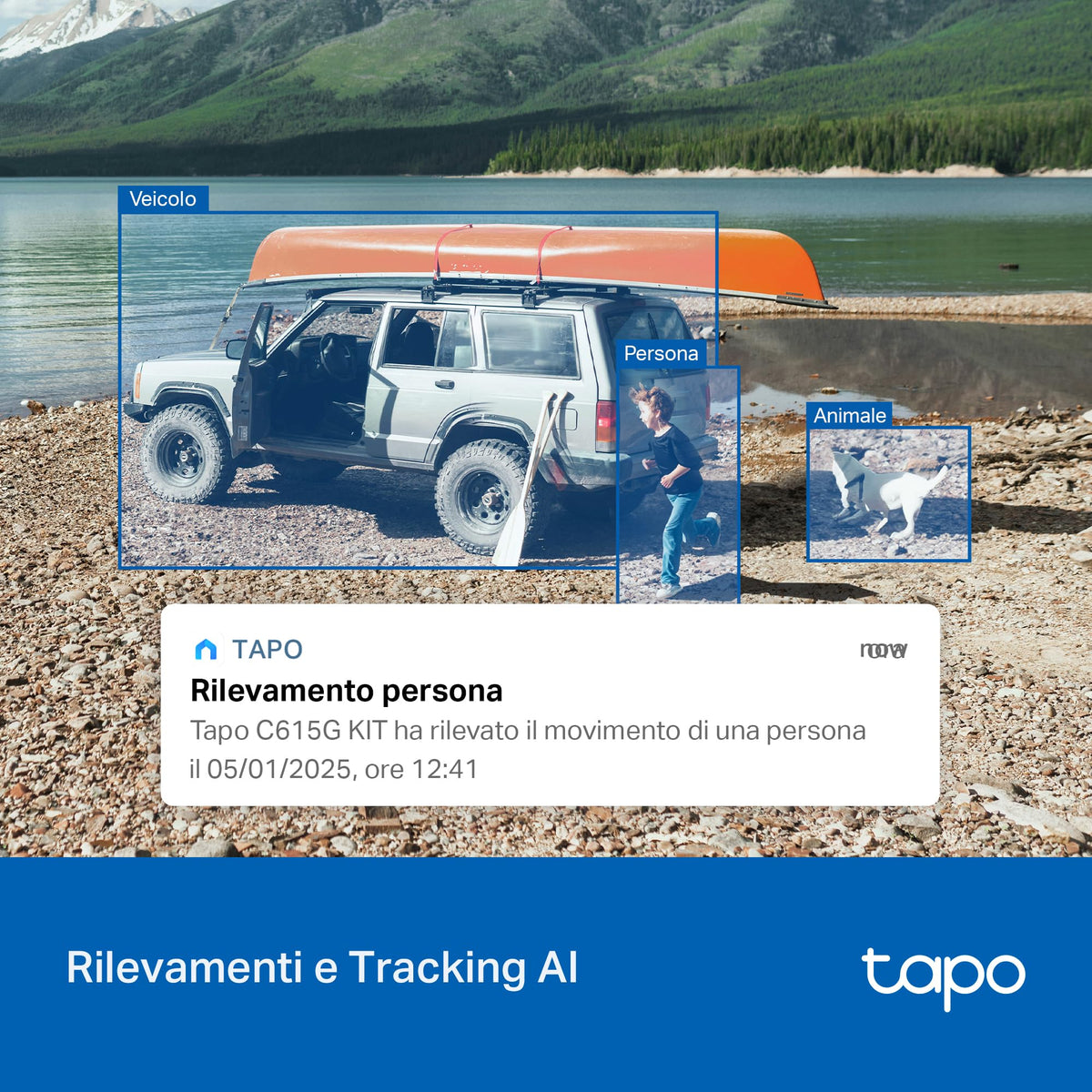 Tapo C615G KIT Telecamera 4G LTE Esterno 2K 3MP con Pannello Solare, 360° PTZ
