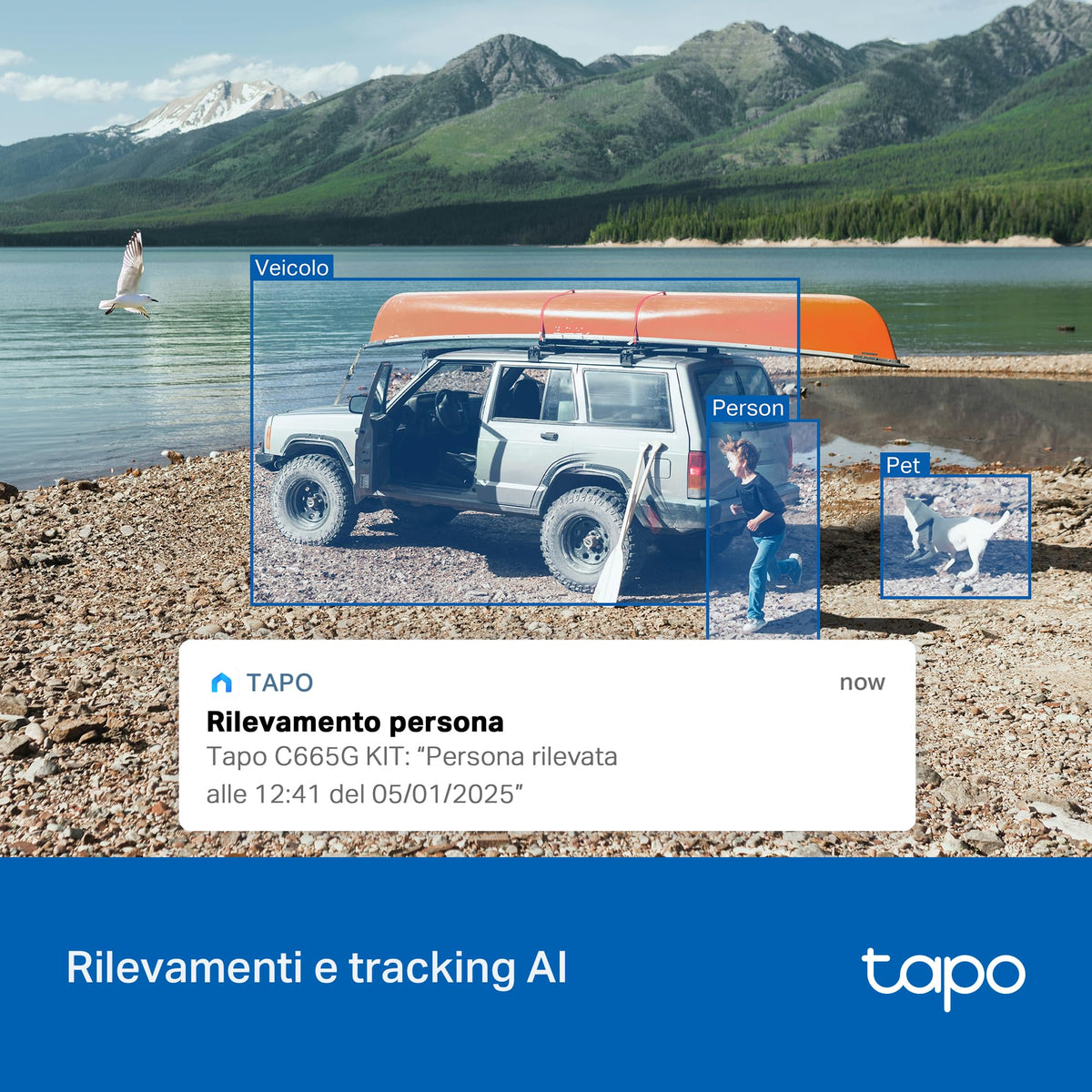 Tapo C665G KIT Telecamera 4G LTE Esterno 4K 8MP con Pannello Solare, 360° PTZ