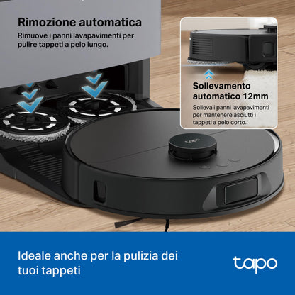 Tapo RV50 Pro Omni Robot Aspirapolvere Lavapavimenti 15000Pa con Base All-in-One