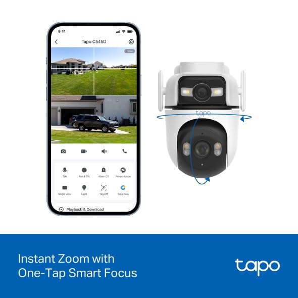Tapo C545D Telecamera WiFi Esterno Doppio Obiettivo 2K 3MP, 360° PTZ