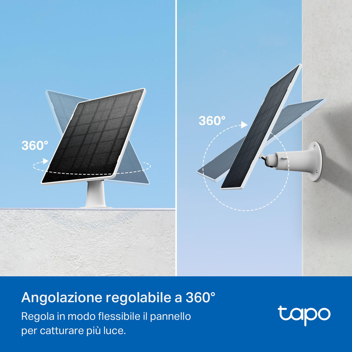 Tapo A202 Pannello Solare 4.5W per Telecamere a Batteria, IP65, Cavo 4m, Regolabile 360°