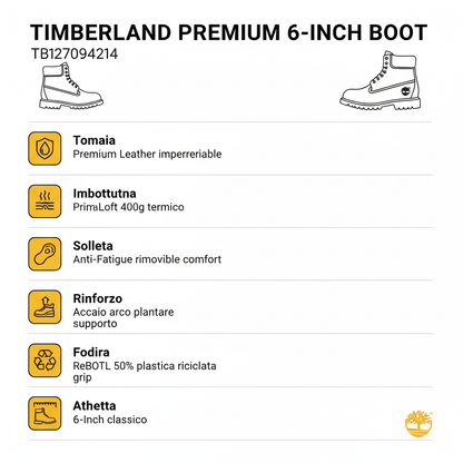 Timberland Premium 6-Inch TB127094214 Marrone Stivale Impermeabile Uomo