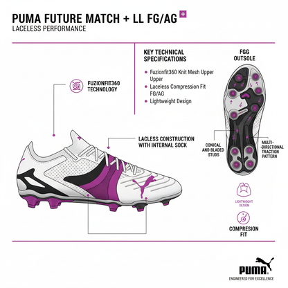 Puma Scarpa Calcio Future Match LL 107366-01 Bianco Nero Orchidea Uomo