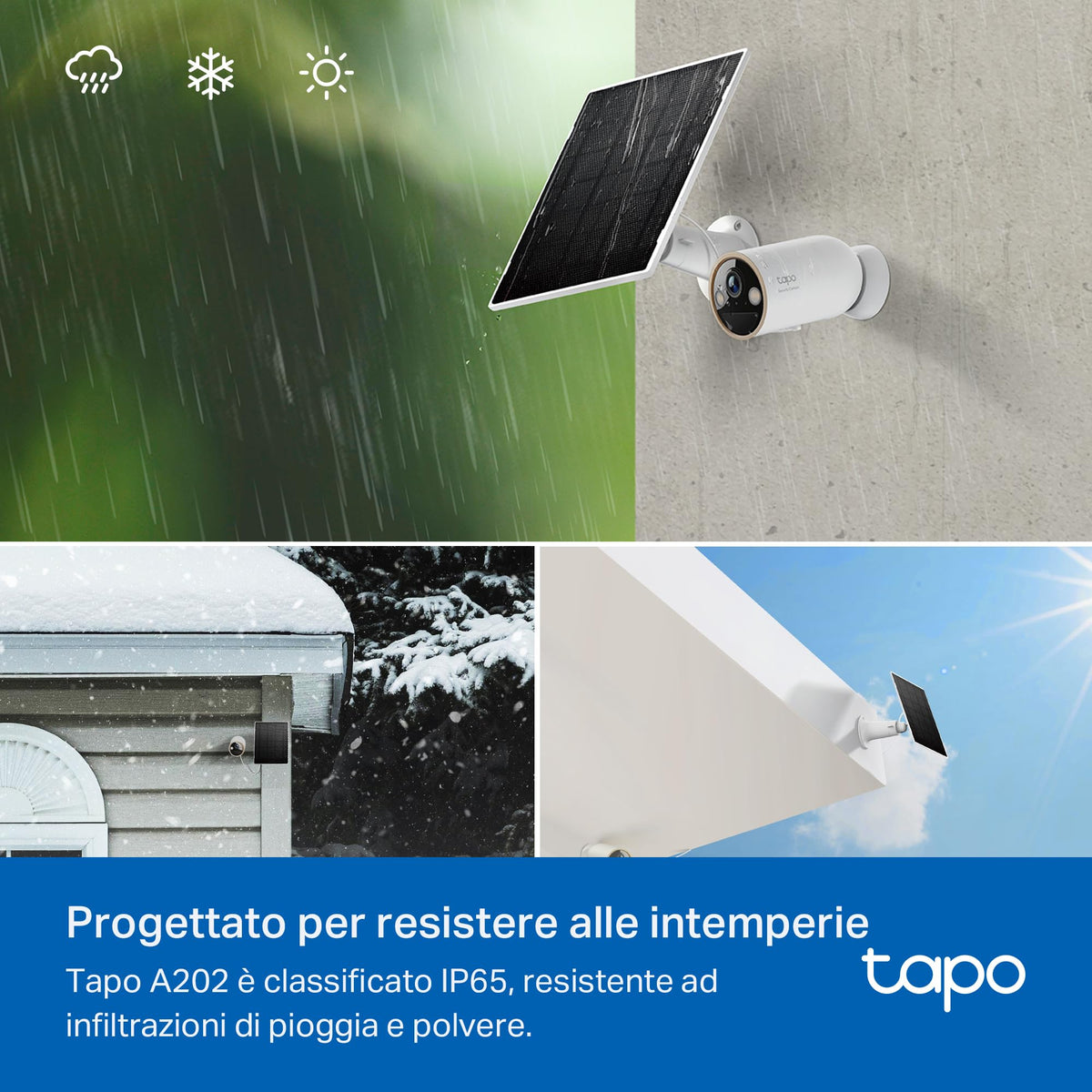 Tapo A202 Pannello Solare 4.5W per Telecamere a Batteria, IP65, Cavo 4m, Regolabile 360°
