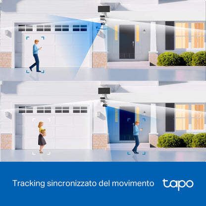 Tapo C645D KIT Telecamera WiFi Esterno 2K Doppio Obiettivo Solare, 360° PTZ