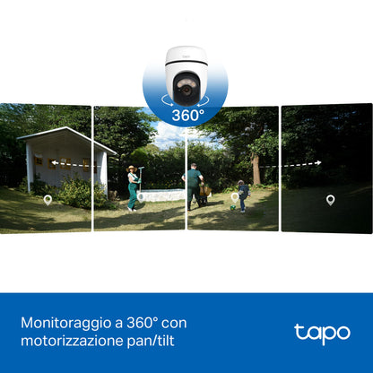 Tapo C630 KIT Telecamera WiFi Esterno 3K 5MP Senza Fili con Pannello Solare, 360° PTZ