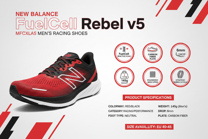 New Balance Scarpe Running Uomo FuelCell Rebel v5 Rossa - MFCXLA5