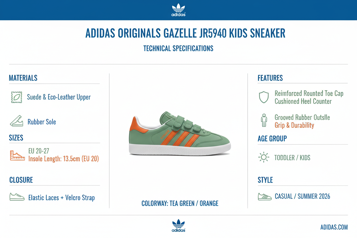 Adidas Originals Gazelle JR5940 Verde Arancio