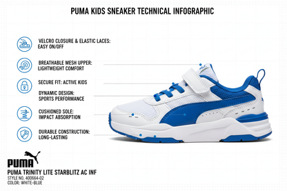 Puma scarpa da ginnastica da bambino Trinity Lite Starblitz AC Inf 400664-02 bianco-blu
