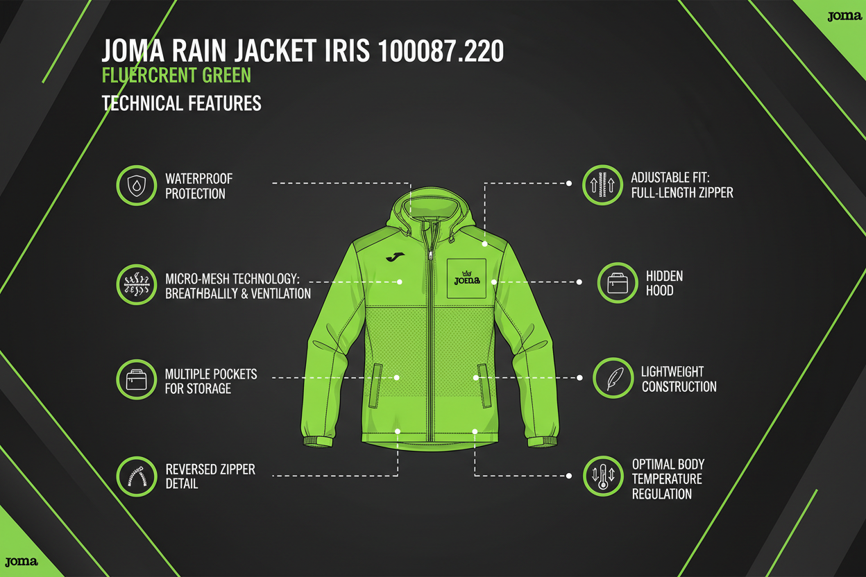 Joma giacca antipioggia Rain Jacket Iris 100087.020 verde fluorescente