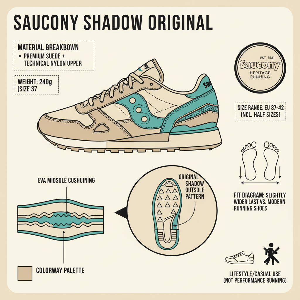 Saucony Women's Shadow Original S1108-839 Beige Turquoise Sneakers