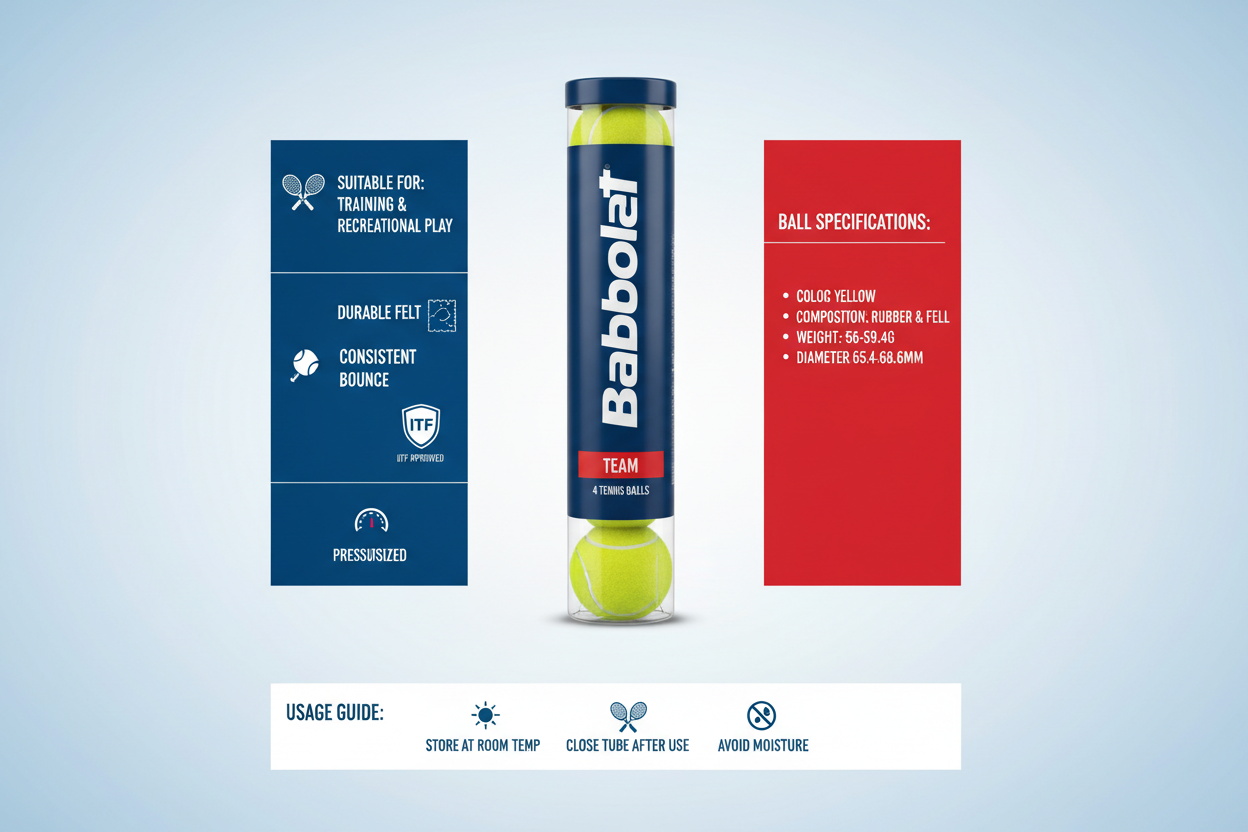 Babolat palline da tennis Team 1 tubo da 4 palline gialle