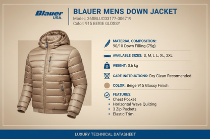 Blauer uomo piumino leggero ad onda  con cappuccio e tasca 26SBLUC03177-006719 915 Beige