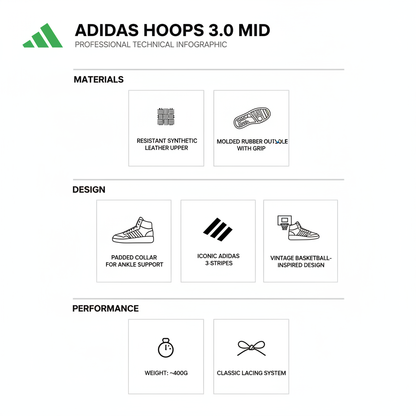 Adidas Sneakers Hoops 3.0 Mid GW3020 Nero Bianco
