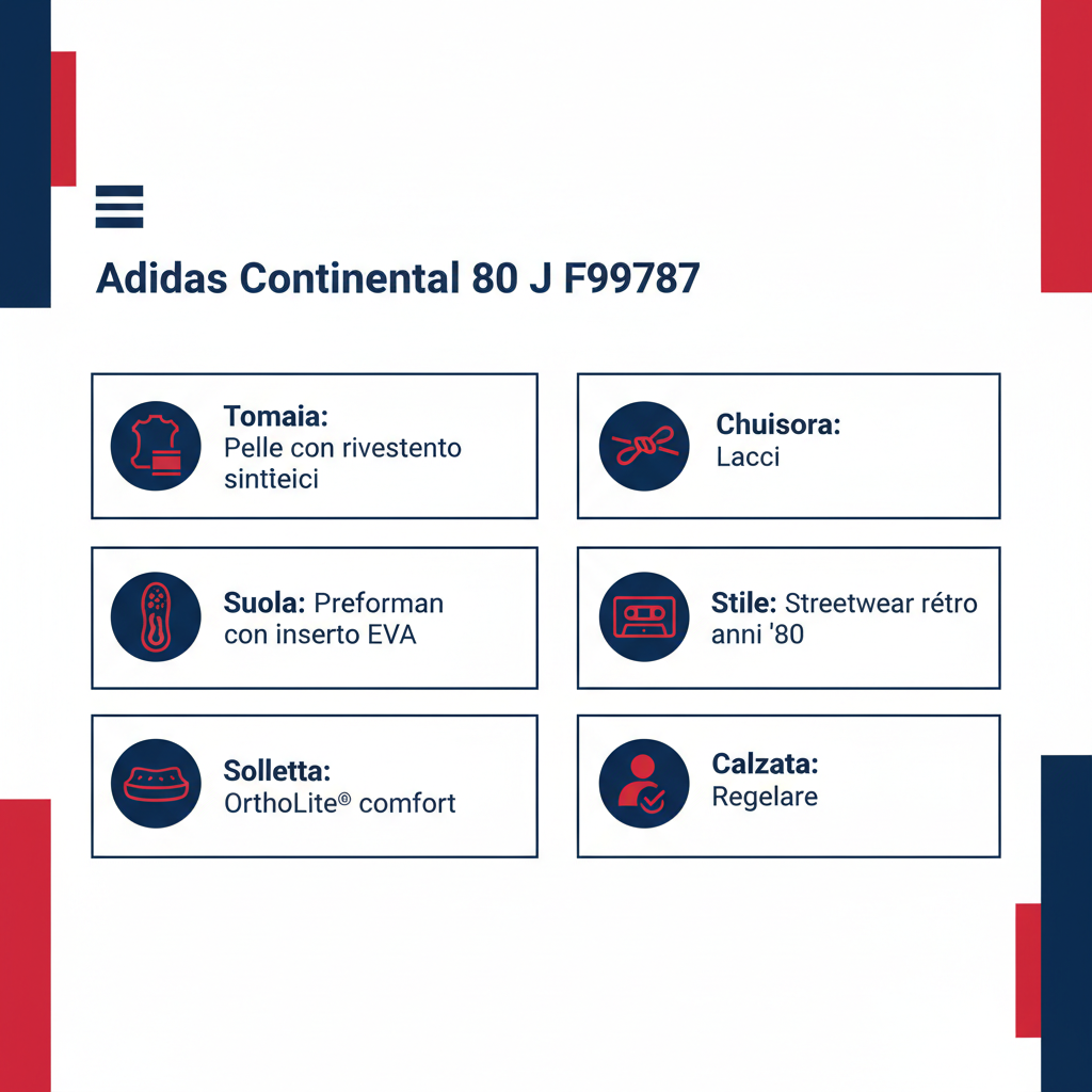 Adidas Originals Sneakers Ragazzo Bianco Rosso Blu Continental 80 J - F99787