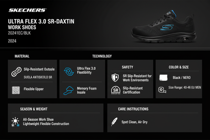 Skechers Ultra Flex 3.0 SR-Daxtin 20241EC/BLK Nero Antiscivolo