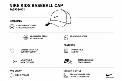 Nike Berretto Visiera Bambino 8A2902-001 Bianco
