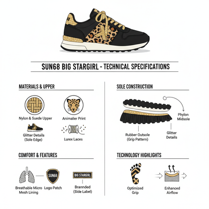 Sun68 Sneaker Big Stargirl Z45221-11 Nero Animalier Donna